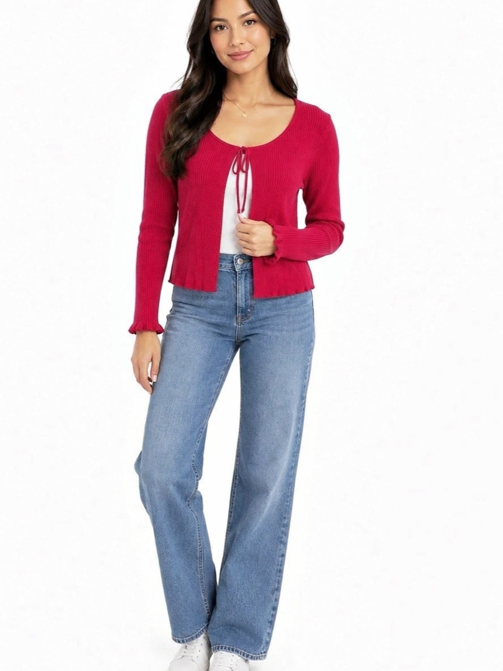 Express Red Tie-Front Cardigan | Size L NWT